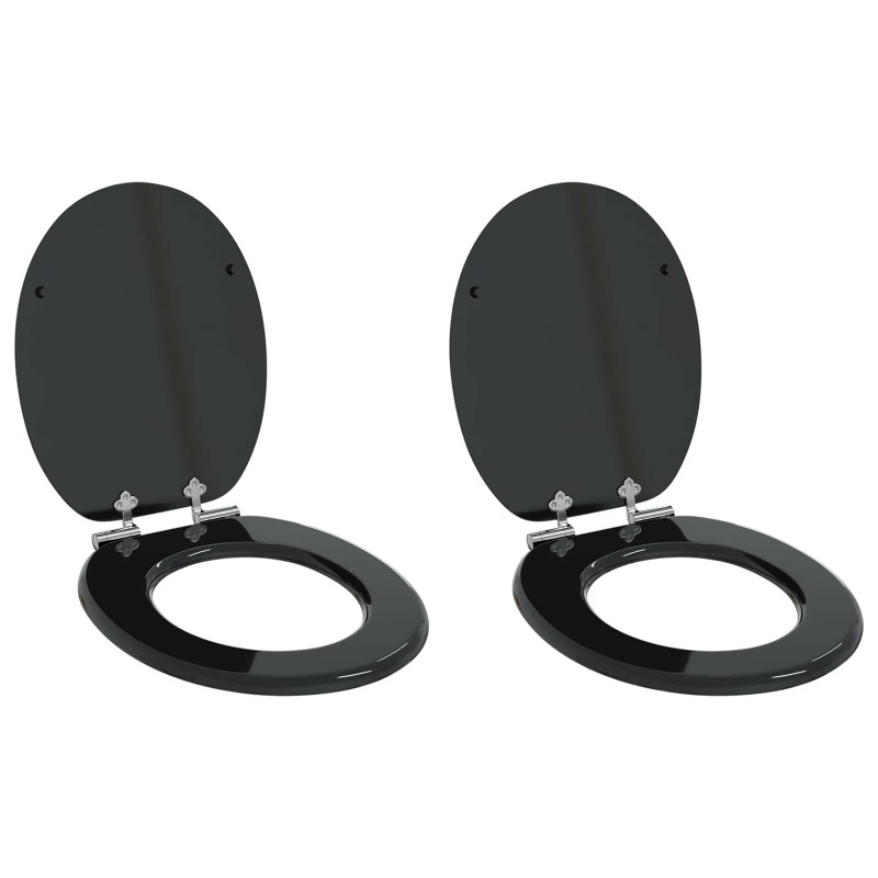 Deska toaletowa z samoodblokowaniem 2 pcs Czarny 44 x 38 cm
