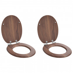 Deska toaletowa z samoodblokowaniem 2 pcs Brązowy 44 x 38 cm