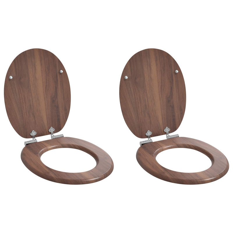 Deska toaletowa z samoodblokowaniem 2 pcs Brązowy 44 x 38 cm