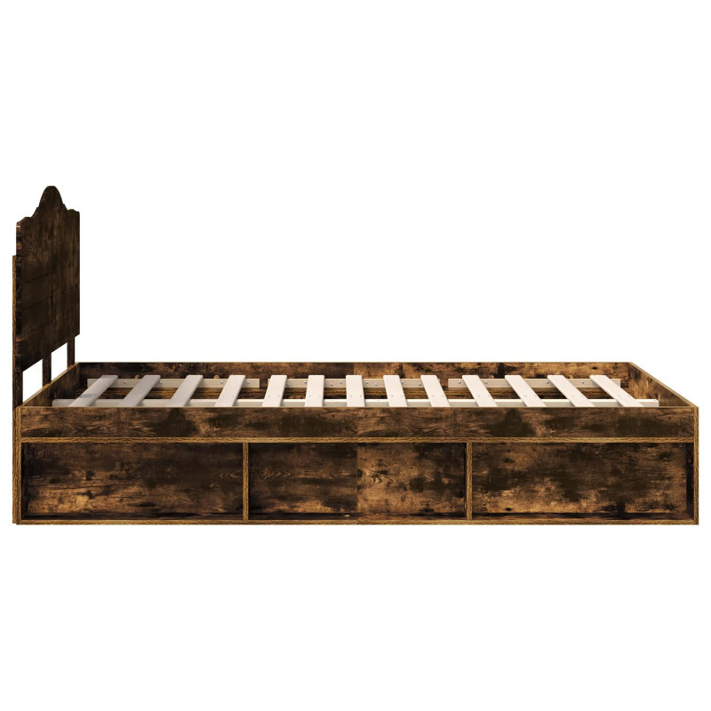 Ramka łóżka Dąb wędzony 135 x 190 cm Lite drewno sosnowe