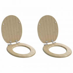 Deska toaletowa z samoodblokowaniem 2 pcs Jasny kolor bambusa
