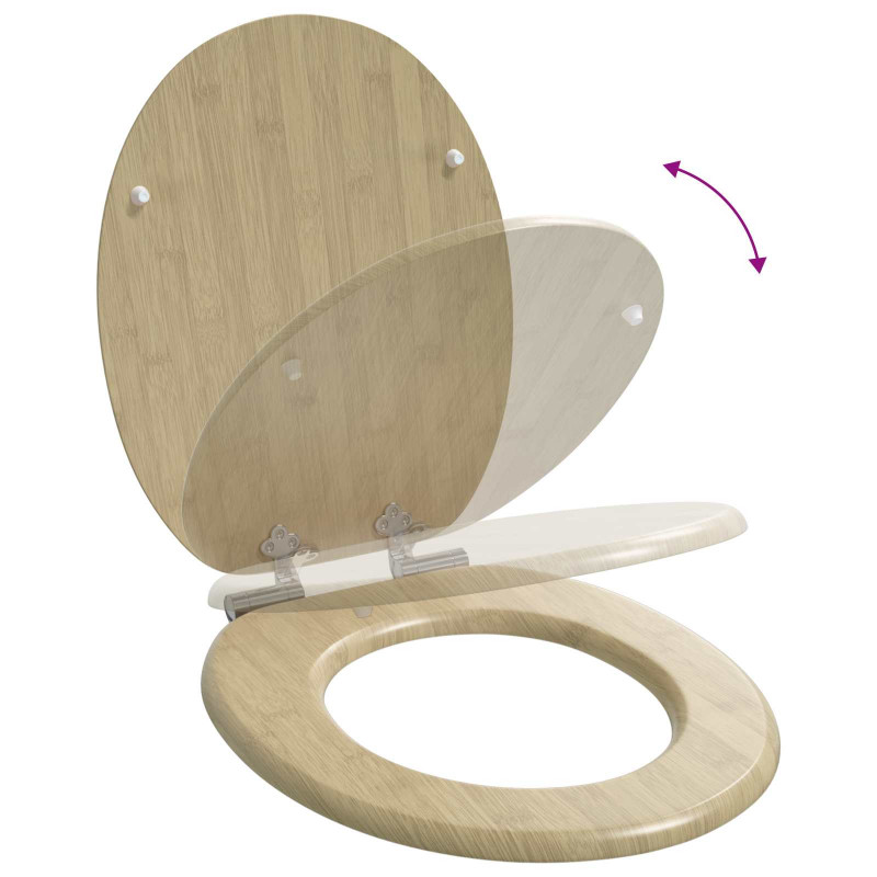 Deska toaletowa z samoodblokowaniem 2 pcs Jasny kolor bambusa
