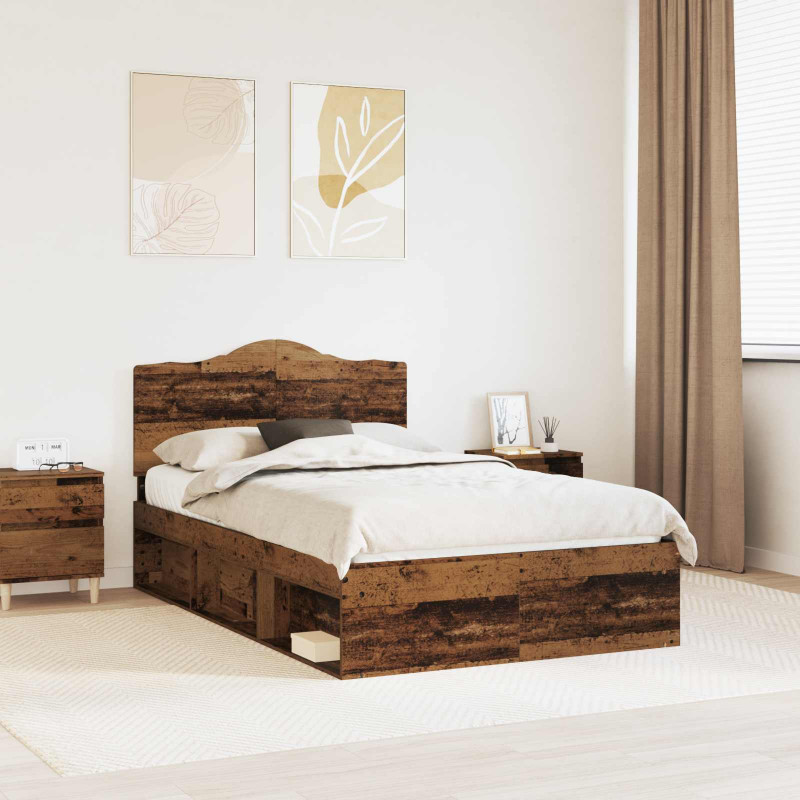 Ramka łóżka Stare drewno 135 x 190 cm Lite drewno sosnowe