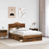 Ramka łóżka Stare drewno 135 x 190 cm Lite drewno sosnowe