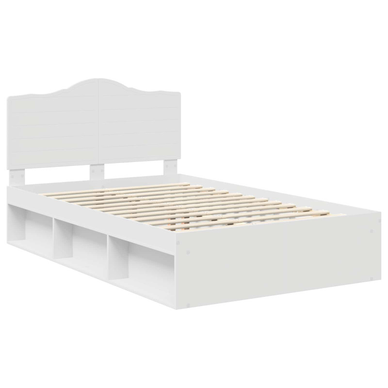 Ramka łóżka Z zagłówkiem Biały 120 x 200 cm Lite drewno sosnowe