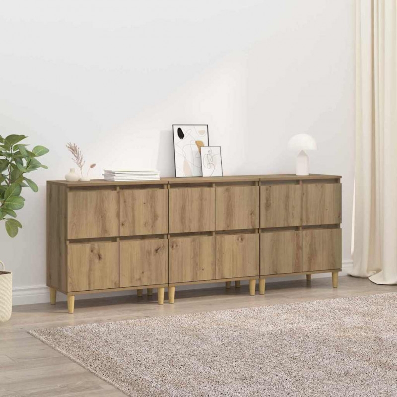 Komody 3 pcs Dąb rzemieślniczy 60 x 35 x 70 cm