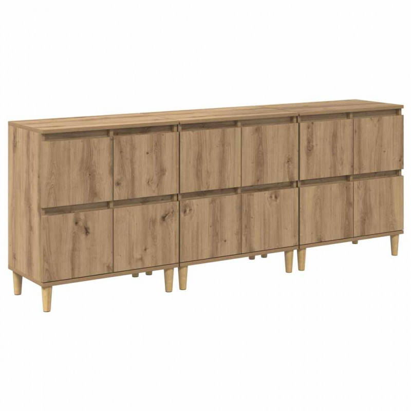 Komody 3 pcs Dąb rzemieślniczy 60 x 35 x 70 cm
