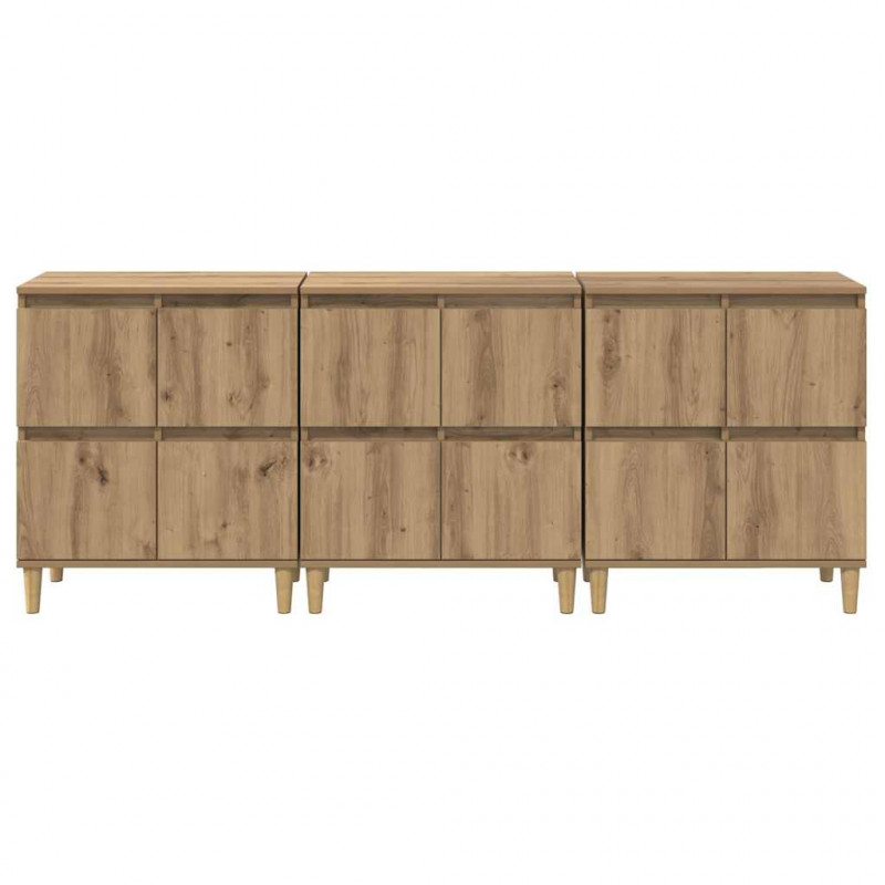 Komody 3 pcs Dąb rzemieślniczy 60 x 35 x 70 cm