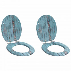 Deska toaletowa z samoodblokowaniem 2 pcs Niebieski 44 x 38 cm