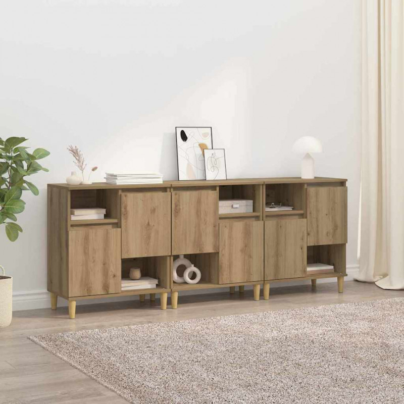 Komody 3 pcs Dąb rzemieślniczy 60 x 35 x 70 cm
