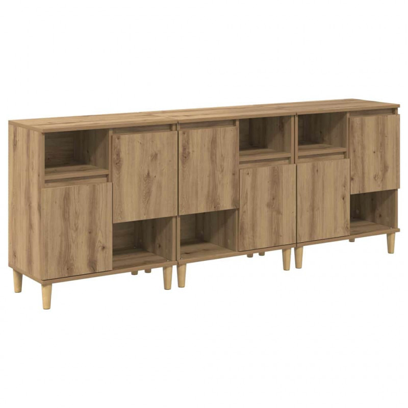Komody 3 pcs Dąb rzemieślniczy 60 x 35 x 70 cm