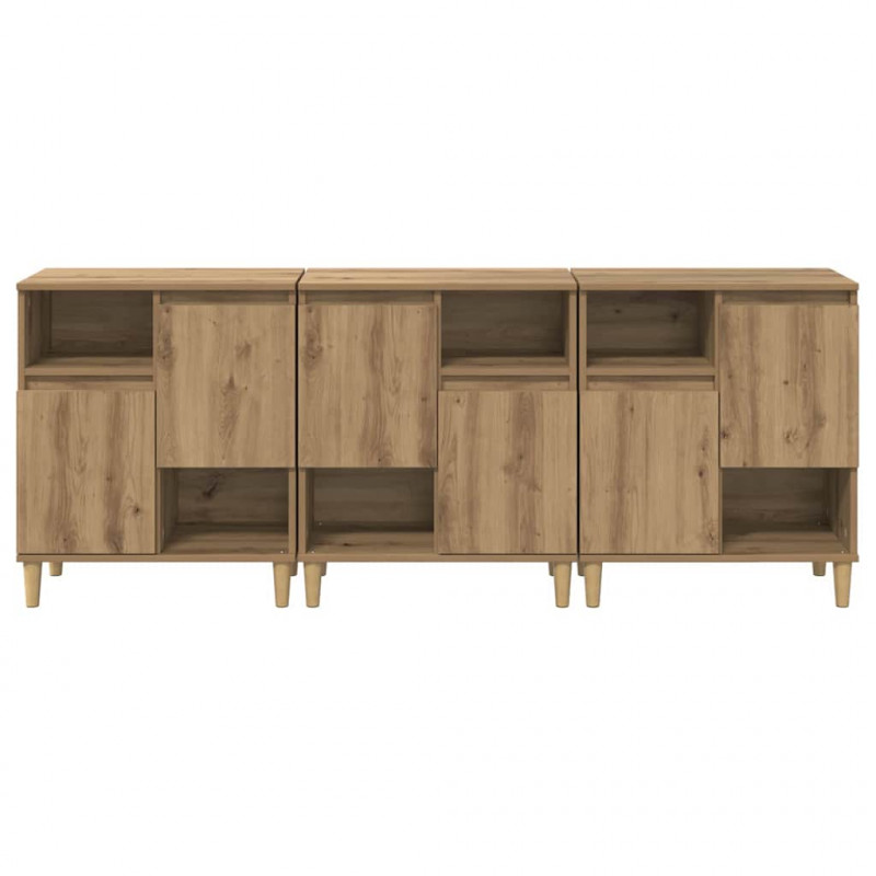 Komody 3 pcs Dąb rzemieślniczy 60 x 35 x 70 cm
