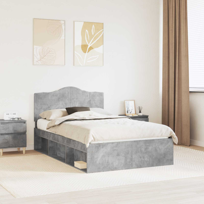 Ramka łóżka Betonowy 120 x 200 cm Lite drewno sosnowe