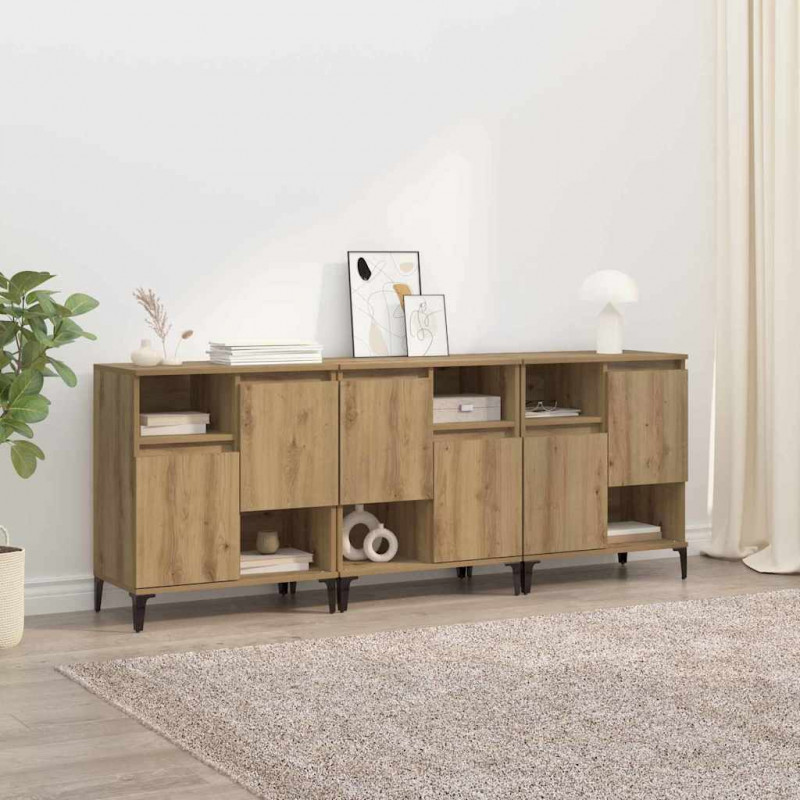 Komody 3 pcs Dąb rzemieślniczy 60 x 35 x 70 cm