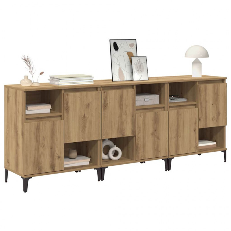 Komody 3 pcs Dąb rzemieślniczy 60 x 35 x 70 cm