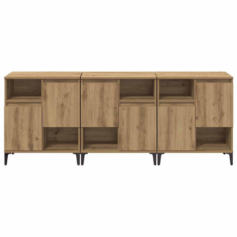 Komody 3 pcs Dąb rzemieślniczy 60 x 35 x 70 cm