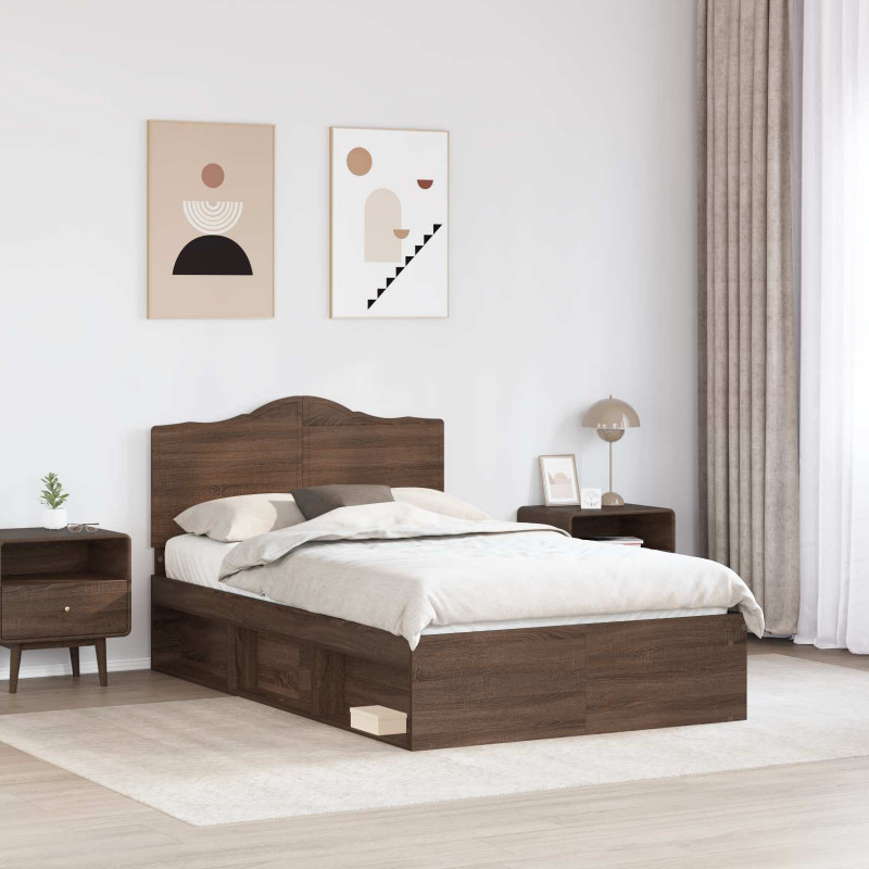 Ramka łóżka Brązowy dąb 120 x 200 cm Lite drewno sosnowe