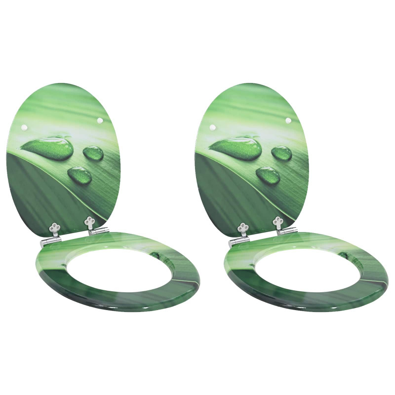 Deska toaletowa z samoodblokowaniem 2 pcs Zielony krople
