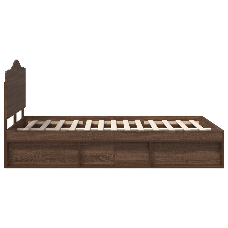 Ramka łóżka Brązowy dąb 120 x 200 cm Lite drewno sosnowe
