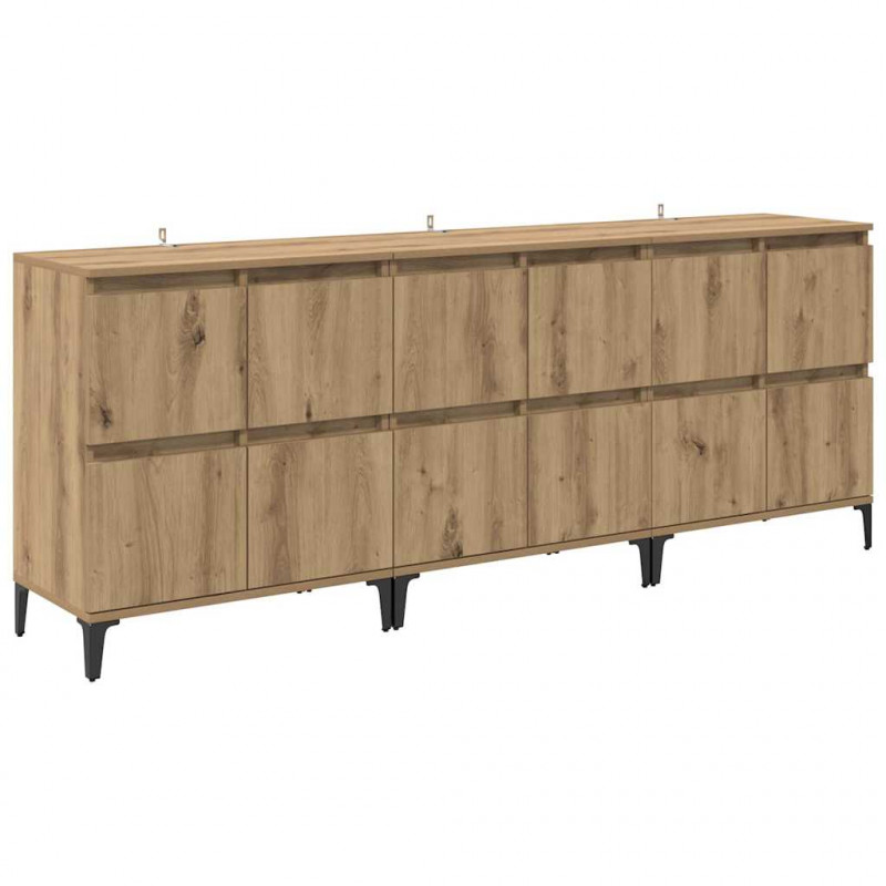 Komody 3 pcs Dąb rzemieślniczy 60 x 35 x 70 cm