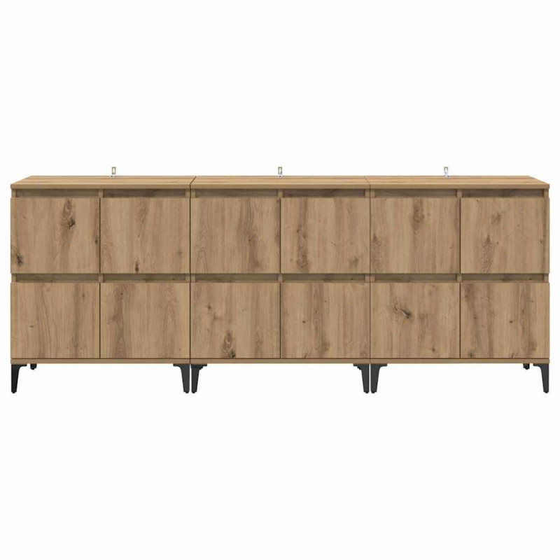 Komody 3 pcs Dąb rzemieślniczy 60 x 35 x 70 cm