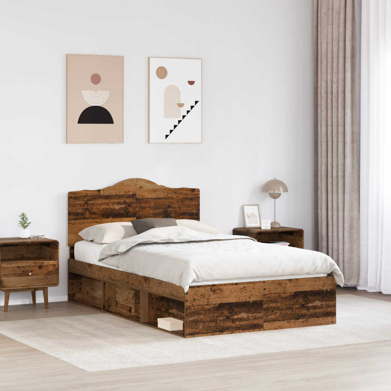 Ramka łóżka Stare drewno 120 x 200 cm Lite drewno sosnowe