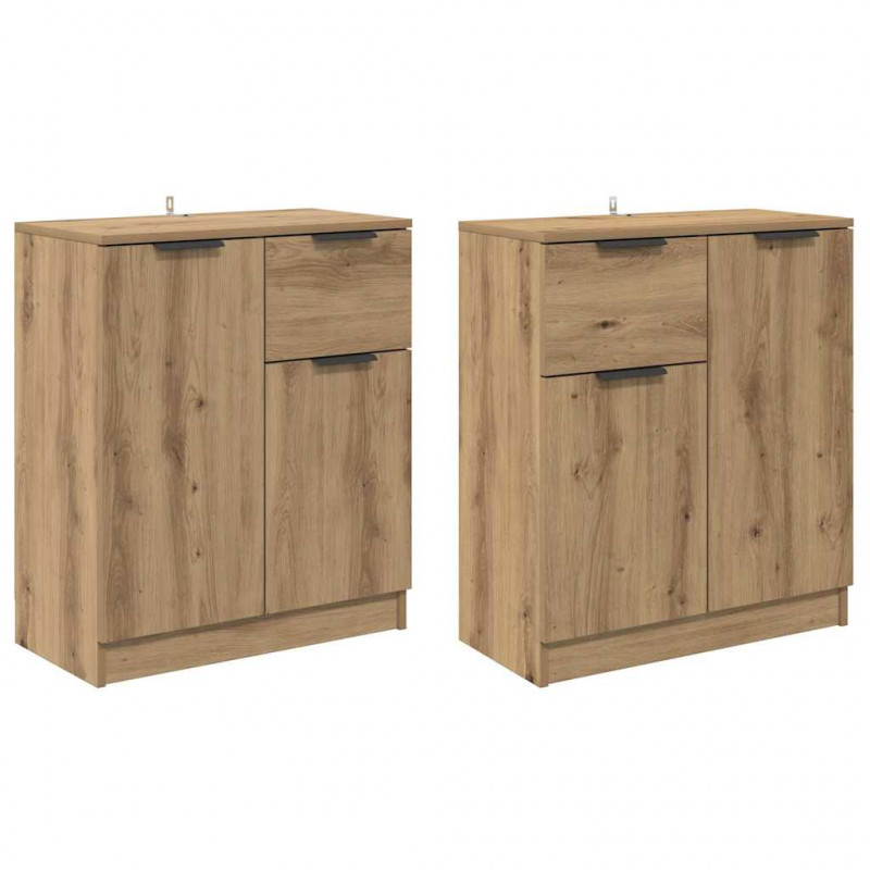Komody z szufladą 2 pcs Dąb rzemieślniczy 60 x 30 x 70 cm
