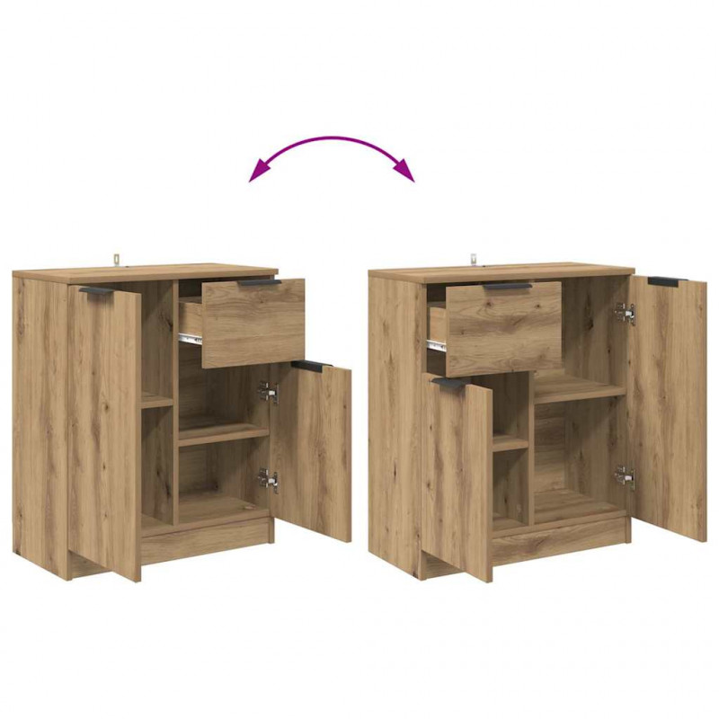 Komody z szufladą 2 pcs Dąb rzemieślniczy 60 x 30 x 70 cm
