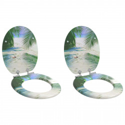 Deska toaletowa z samoodblokowaniem 2 pcs Zielony 44 x 38 cm
