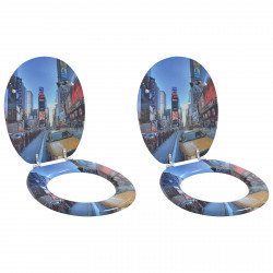 Deska toaletowa z samoodblokowaniem 2 pcs Szary 44 x 38 cm