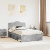 Ramka łóżka Betonowy 120 x 190 cm Lite drewno sosnowe