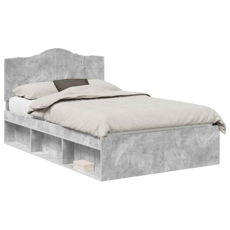 Ramka łóżka Betonowy 120 x 190 cm Lite drewno sosnowe