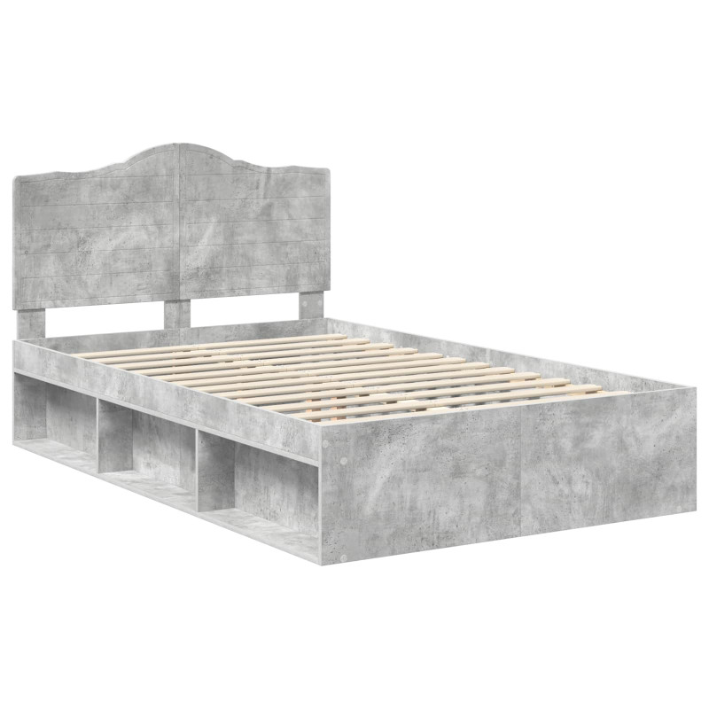 Ramka łóżka Betonowy 120 x 190 cm Lite drewno sosnowe