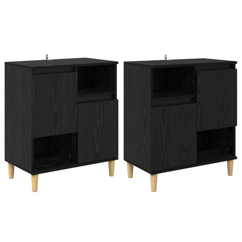 Komody 2 pcs Czarny Dąb 60 x 35 x 70 cm Materiał drewnopochodny