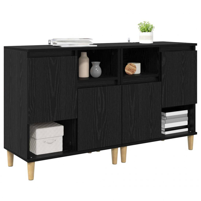 Komody 2 pcs Czarny Dąb 60 x 35 x 70 cm Materiał drewnopochodny