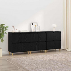 Komody 3 pcs Czarny Dąb 60 x 35 x 70 cm Materiał drewnopochodny