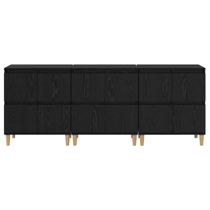 Komody 3 pcs Czarny Dąb 60 x 35 x 70 cm Materiał drewnopochodny