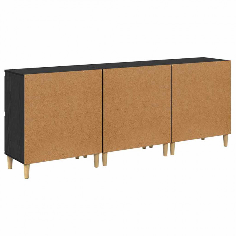 Komody 3 pcs Czarny Dąb 60 x 35 x 70 cm Materiał drewnopochodny