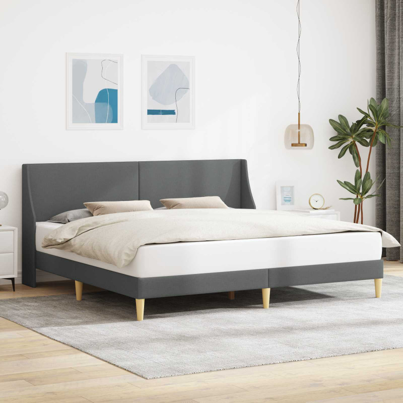 Ramka łóżka Z zagłówkiem Ciemnoszary 180 x 200 cm Aksamit