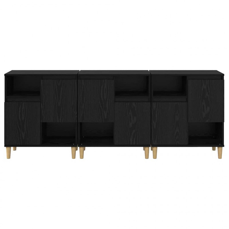 Komody 3 pcs Czarny Dąb 60 x 35 x 70 cm Materiał drewnopochodny
