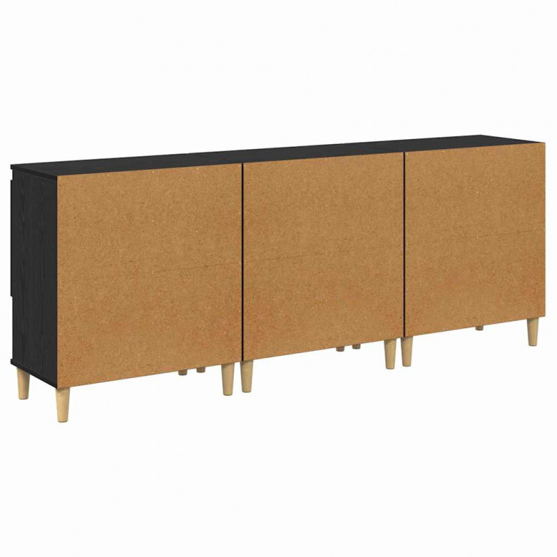 Komody 3 pcs Czarny Dąb 60 x 35 x 70 cm Materiał drewnopochodny