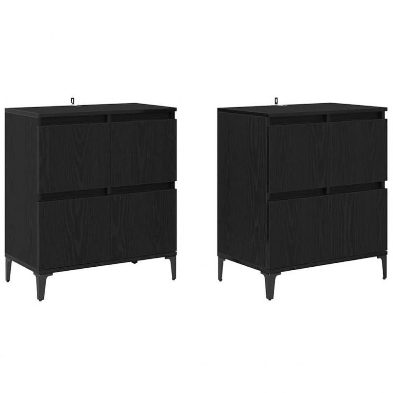 Komody 2 pcs Czarny Dąb 60 x 35 x 70 cm Materiał drewnopochodny