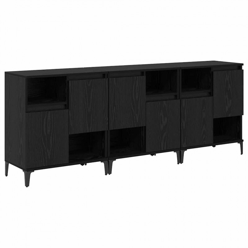 Komody 3 pcs Czarny Dąb 60 x 35 x 70 cm Materiał drewnopochodny
