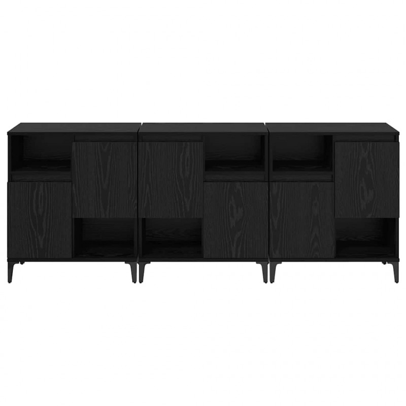 Komody 3 pcs Czarny Dąb 60 x 35 x 70 cm Materiał drewnopochodny
