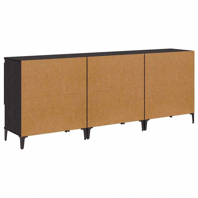 Komody 3 pcs Czarny Dąb 60 x 35 x 70 cm Materiał drewnopochodny