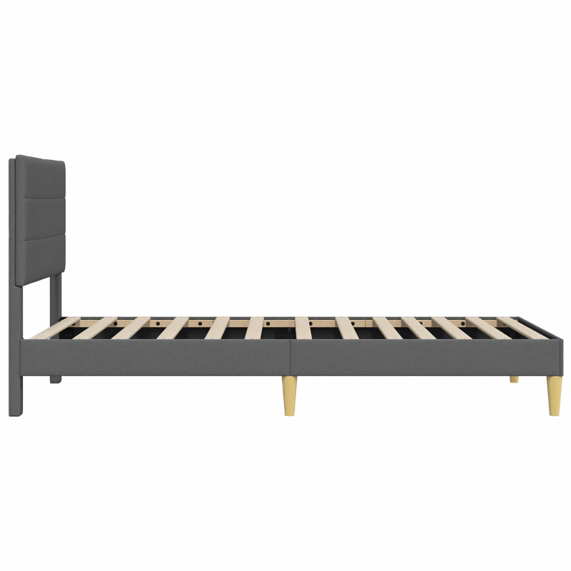 Ramka łóżka Z zagłówkiem Ciemnoszary 90 x 190 cm tkanina