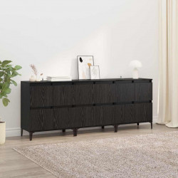 Komody 3 pcs Czarny Dąb 60 x 35 x 70 cm Materiał drewnopochodny