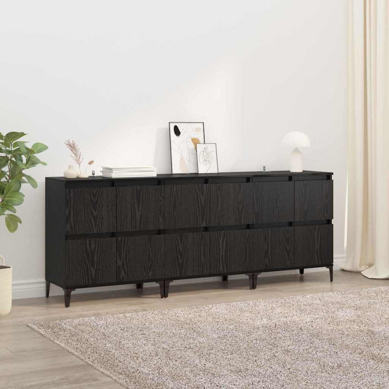 Komody 3 pcs Czarny Dąb 60 x 35 x 70 cm Materiał drewnopochodny
