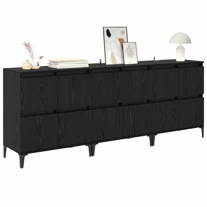 Komody 3 pcs Czarny Dąb 60 x 35 x 70 cm Materiał drewnopochodny