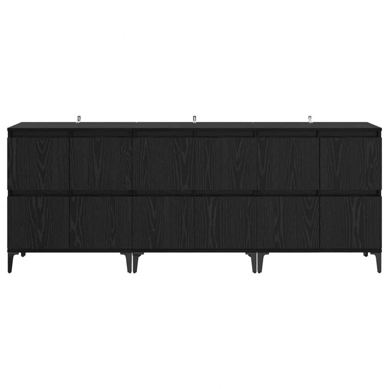 Komody 3 pcs Czarny Dąb 60 x 35 x 70 cm Materiał drewnopochodny